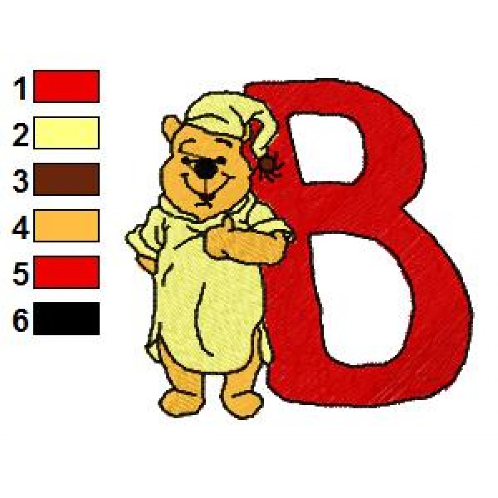 Winnie The Pooh Alphabet B Embroidery Design